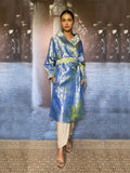 Maheen Khan - Nurelle Silk Brocade Navy Green Fusion For Women - 1 Piece