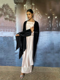 Gulabo - Ameera Silk Velvet Black Cape Jacket For Women - 1 Piece