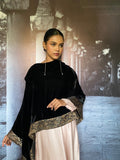 Gulabo - Zahrine Silk Velvet Black Cape Jacket For Women - 1 Piece