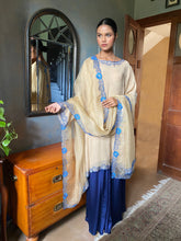 Gulabo - Bahira Silk Chiffon + Blended Satin Biege Navy Eastern Wear For Women - 4 Piece