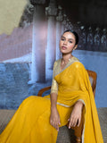Maheen Khan - Liyana Blended Chiffon Yellow Sari For Women - 1 Piece