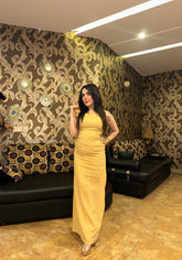 Syah - Triple Pleats Long Dress - Crepe - 1 PIece