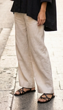 Gulabo - Cotton Irish Linen Mile Trouser For Women - Biege - 1 Piece