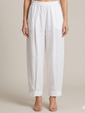 Gulabo - Cotton Irish Linen Easy Trouser For Women - White - 1 Piece