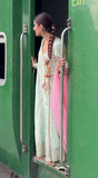 Yashfa Studio - Bano Rani Tasel Silk Sharara For Women - Lime Pista - 3 Piece