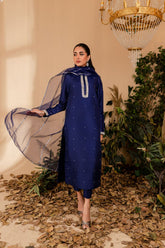 Allure by Ih - NAZ - MIDNIIGHT BLUE - Katan Silk - 3 Piece