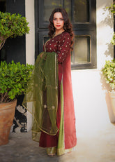 Shahid Chuhan - Mahogany Luxe - Client Diaries Silk Suit For Women - Brown