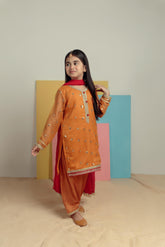 Kidoz Kloset - Mustard Magic Embroidered Shalwar Kameez For Girl