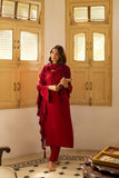 Insia Sohail - Marjan - Deep Red - 3 Piece - Chiffon - Studio by TCS