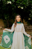 Omal by Komal - Naghma ( Frock & Dupatta ) - White - Lawn & Chiffon - 2 Piece