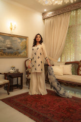 Syah - Aanchal - Tissue Silk - Champagne - 3 Piece