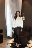Leon - White Laced Monochrome Silk Lace Top For Women - 1 Piece