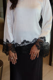 Leon - White Laced Monochrome Silk Lace Top For Women - 1 Piece