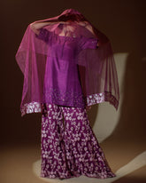 Ombrella - Pallete of purple Tea pink Raw Silk Suit For Women - 3 Piece