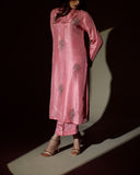 Ombrella - Pink Flair Tea Pink Raw Silk Suit For Women - 3 Piece