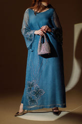 Ombrella - Blooming Flower - Khaadi Net - Teal - 2 Piece