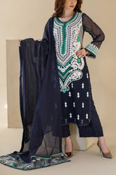 Ombrella - Ethnic - Khaadi Net - Navy Blue - 3 Piece