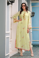 Reema Ahsan - Insha - Georgete & PK Raw Silk - Pastel Yellow - 2 Piece