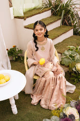 Hummingbirds - Rose Gold Jhumar Jamawar Gharara set For Girl