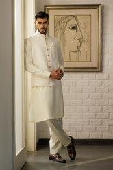 Deepak Perwani - Jkt1458 & Kas899 - Off-White - 3 Piece