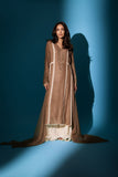 Insia Sohail - Kalidaar - Brown - 3 Piece - cotton net