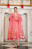 Reema Ahsan - Kawal - Carrot Pink - Kora Cotton & Organza - 3 Piece