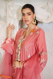 Reema Ahsan - Kawal - Carrot Pink - Kora Cotton & Organza - 3 Piece