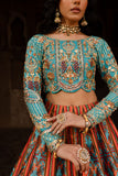 Maria Osama Khan - LIYANA - Turquoise & Orange - Grip Silk & ORGANZA - 3 Piece