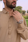 AlifYay - Cotton Kameez Shalwar For Men - Light Brown - 2 Piece Suit