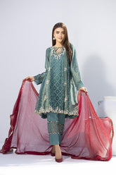 Aisha Fatema - Forest Green - 1010 - Embroidered Organza and Masuri - 3 Piece