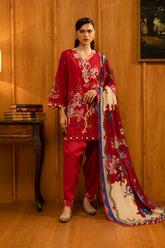 Sana Safinaz - Slub Muzlin - 3 Piece - Unstitched - M253-001B-3Cp