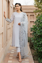 Natasha Kamal - MEYER - light grey blue - Georgette Chiffon, Silk & Net - 3 Piece