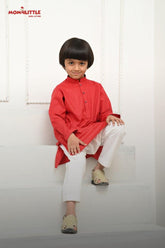 Mom4Little - Kurta & Pajama - Red & Offwhite - 2 Piece - Studio by TCS