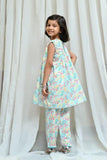 Mom4Little Aqua Blue printed Frock-2 piece - Studio by TCS