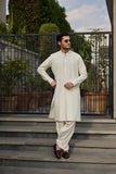 Deepak Perwani - Boski Linen Kurta Shalwar For Men - Cream - 2 Piece