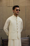 Deepak Perwani - Boski Linen Kurta Shalwar For Men - Cream - 2 Piece