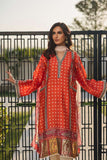 Deepak Perwani - Blossom Silk Suit For Women - Orange - 3 Piece