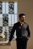 Deepak Perwani - Cotton-Silk Shirt For Men - Black - 1 Piece