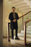 Deepak Perwani - Fine Crisp Kurta Pajama For Men - Black - 2 Piece