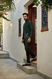 Deepak Perwani - Cotton-Silk Kurta Pajama For Men - Emerald Green - 2 Piece