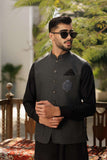 Deepak Perwani - Boski Linen Kurta Shalwar For Men - Black - 2 Piece