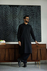 Deepak Perwani - Cotton For Men - Black - 2 Piece
