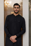 Deepak Perwani - Boski Linen Kurta Shalwar For Men - Black - 2 Piece