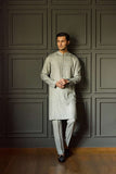 Deepak Perwani - Chikan Kurta Pajama For Men - Grey - 2 Piece