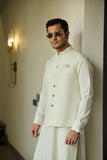Deepak Perwani - Boski Linen Kurta Shalwar For Men - Cream - 2 Piece