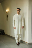 Deepak Perwani - Boski Linen Kurta Shalwar For Men - Cream - 2 Piece