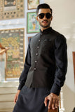 Deepak Perwani - Cotton Kurta Shalwar For Men - Black - 2 Piece