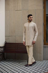 Deepak Perwani - Chikan Kurta Pajama For Men - Gold - 2 Piece