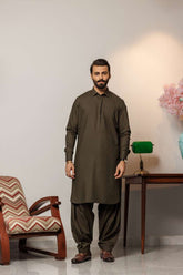 Deepak Perwani - Boski Linen For Men - Mehndi Green - 2 Piece