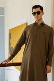 Deepak Perwani - Boski Linen Kurta Shalwar For Men - Brown - 2 Piece